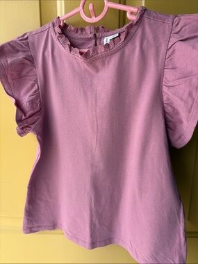 Janie and Jack Girls' Pink Ruffle Sleeve T-Shirt Size 10 EUC